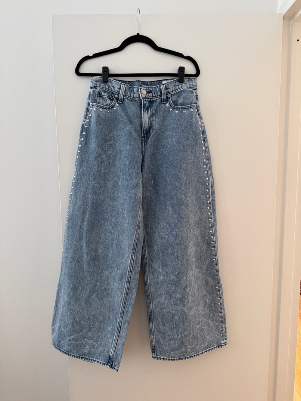 Gap Wide Leg Stud-Trim Blue Denim Jeans